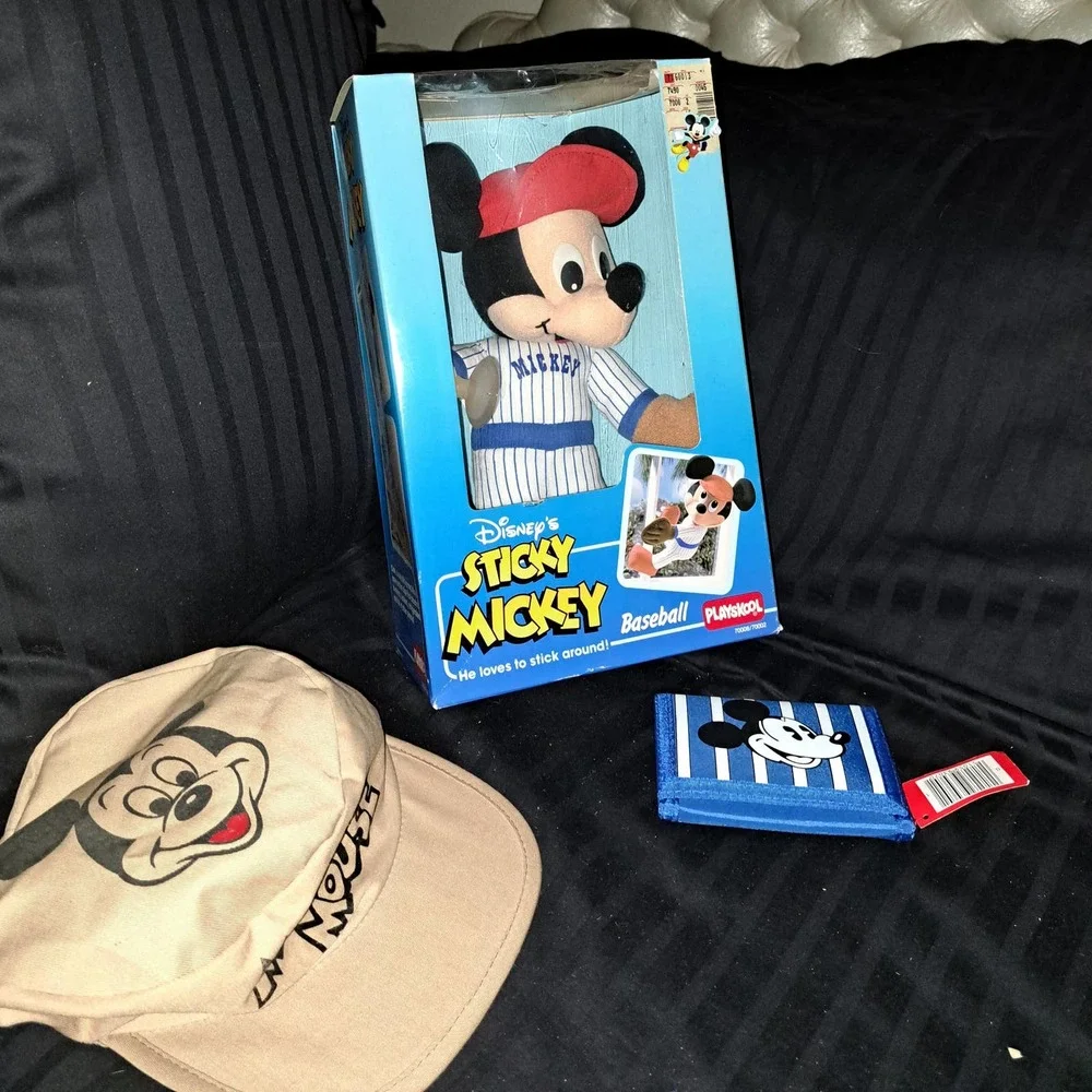 Disney's Sticky Mickey Mouse Baseball 11 in doll with cap and wallet